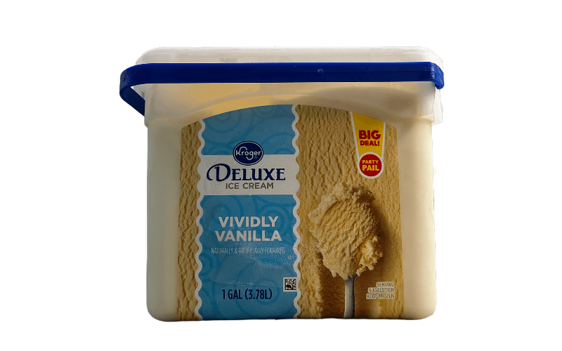 Pail of Kroger Deluxe Vividly Vanilla Ice Cream